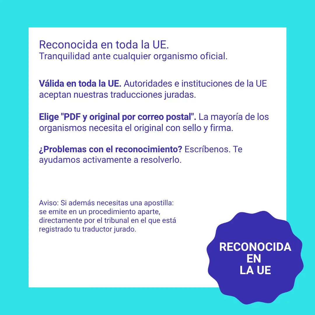 Traducción jurada – Reconocimiento en la UE